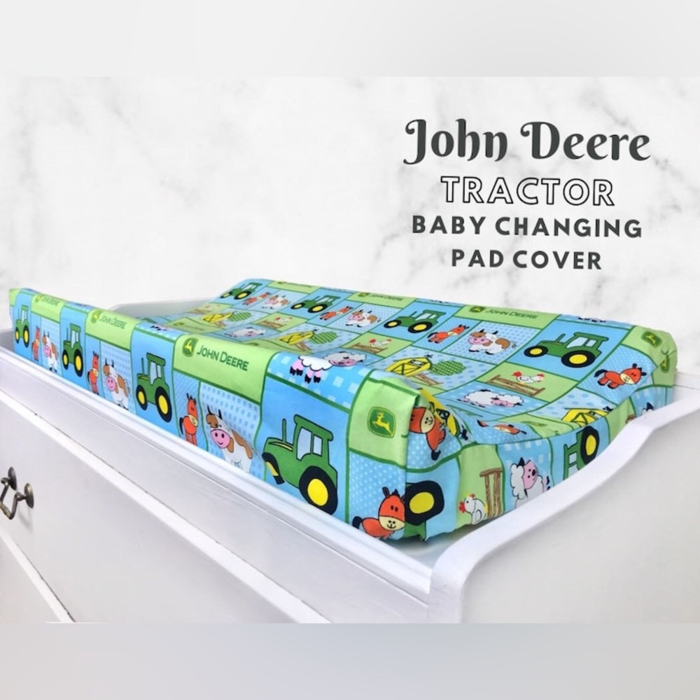 John Deere Baby Boy Changing Pad Cover Green Tractor
